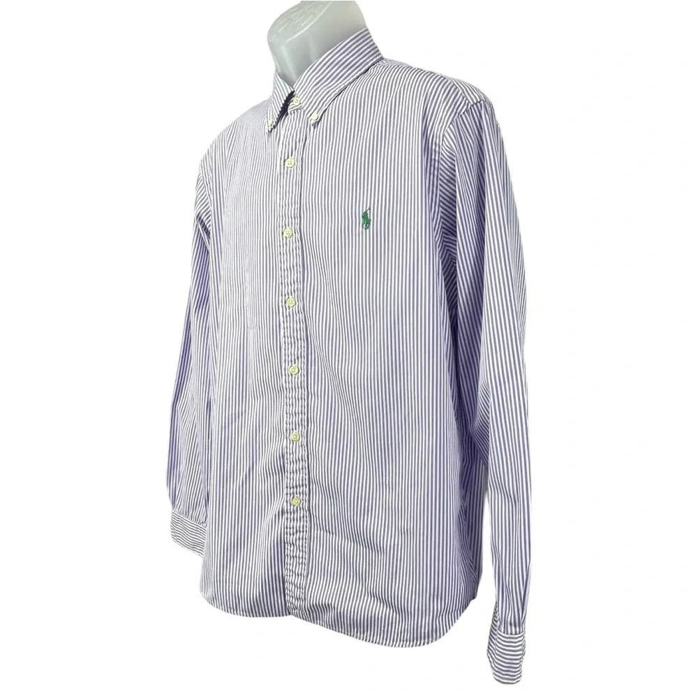 Polo Ralph Lauren | Mens XL | Slim Fit Purple & White Stripe L/S Button Up Shirt